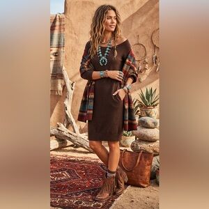 Juicy Couture 100% Cashmere Chocolate Brown  Sweater Dress 3/4 Sleeve‎ Size M